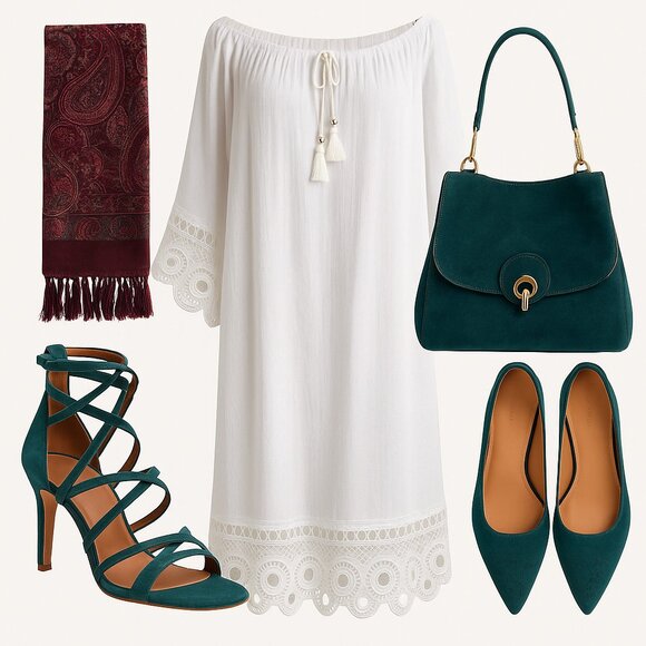 🌸 Mlle Gabrielle White Lace-Trim Dress – Timeless Elegance in Every Season - Picture 1 of 14